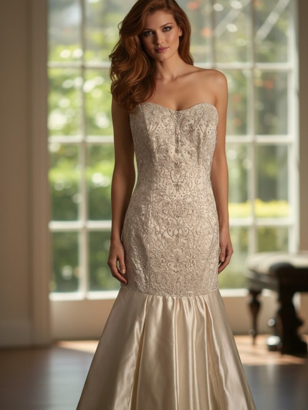 Saison Blanche Beaded Silk Gown in Ivory - Size 10